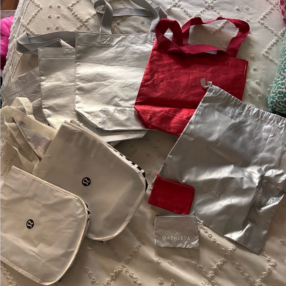 Athleta Red, Silver, and White Tote Collection